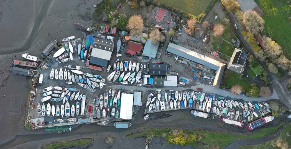 DRONE PHOTO OF GWEEK CLASSIC BOATYARD BY ALLAN LEE