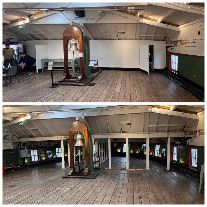 HMS Unicorn before and after